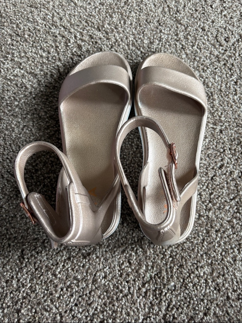 MIA Metallic Rose Gold Slingback Sandals: plastic light weight